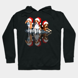 Shadow Beagle Dog Christmas Sweatershirt Cute Beagle Santar Hat Gift T-Shirt Hoodie